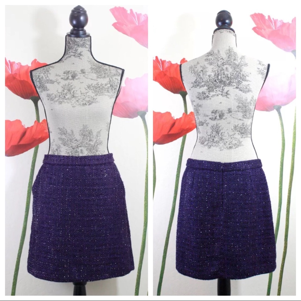 Cynthia Rowley Purple Boucle Pencil Skirt
